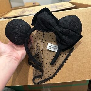 Disney Black Lace Minnie Mouse Ears with Bow
